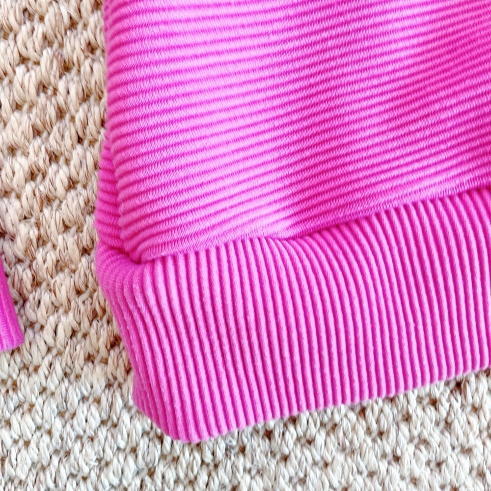 ADDISON BAY Women's The Everyday Crewneck Hot Pink Ribbed XS | Sold Out Online - Picture 10 of 10